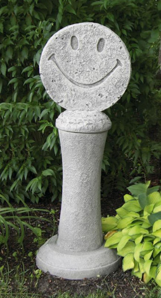 Smiley Symbol on Pedestal Sculptural Statue Groovy Hippie Be Happy